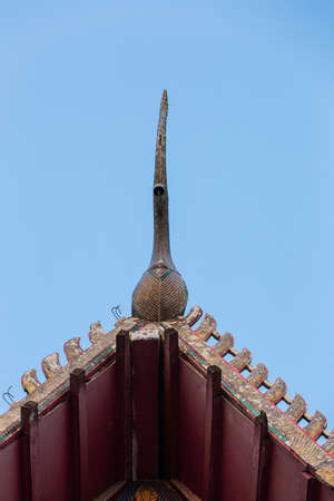 roof style of thai temple with gable apex on the top in phetchaboonの写真素材