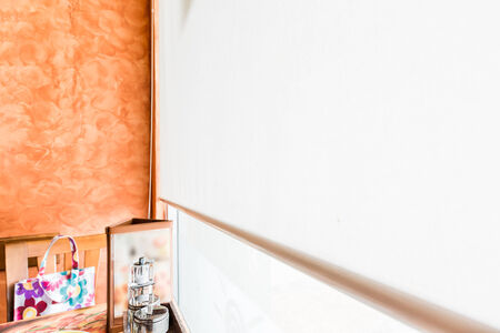 Interior Restaurant with white windows for writing.の写真素材