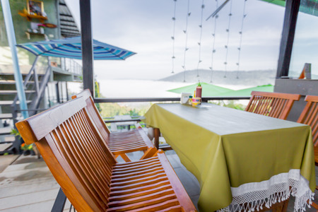 A beautiful view of restaurant surround by mist and mountains in Khao kho Phetchabun,Thailand.の写真素材