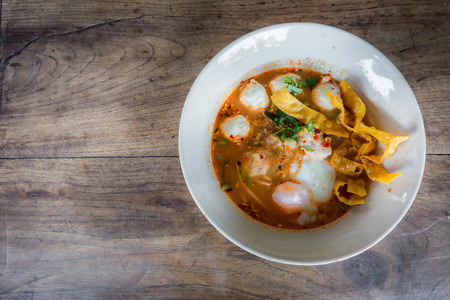 Pork noodle spicy soup ,Thai noodle,Tom yum.の写真素材