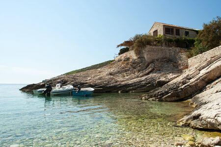 Coastal port on a bay (Croatia , vis)の写真素材