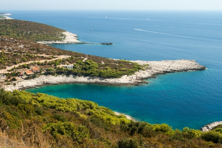 A scenic bay of Vis island in Croatiaの写真素材