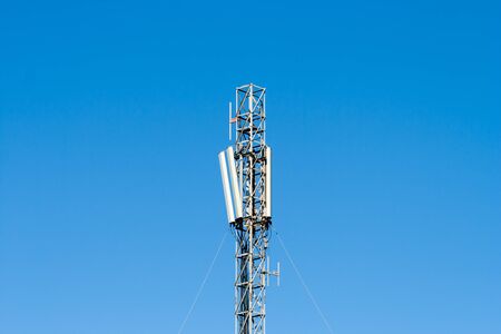 mobilt telecom antenna with blue skyの写真素材