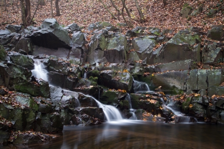 Waterfall in the autumnの写真素材