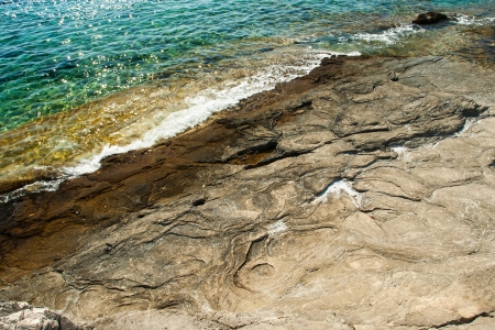 beautiful rocky beach in croatiaの写真素材