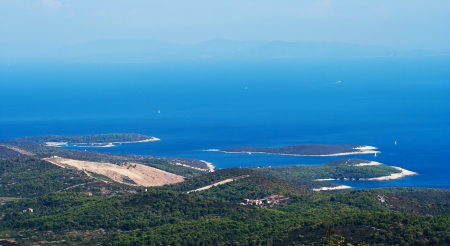 A scenic bay of Vis island in Croatiaの写真素材