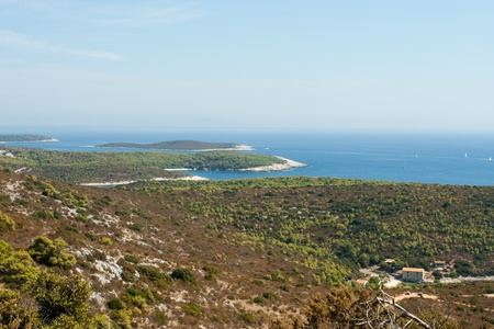 A scenic bay of Vis island in Croatiaの写真素材