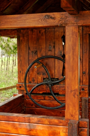 Old wooden wheel wellsの写真素材