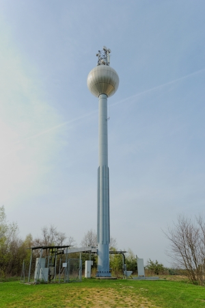 Shot of a water pressure tower made of metal and steel. の写真素材