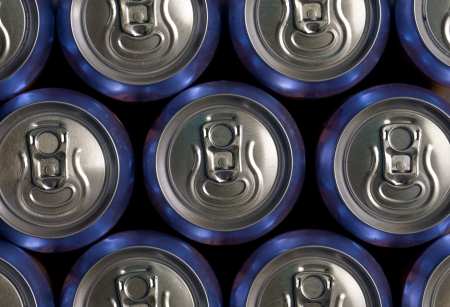 Much of drinking cans close upの写真素材