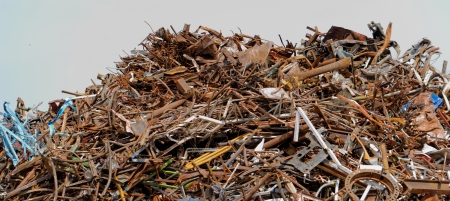 scrap metal processing industry, stacked metalの写真素材