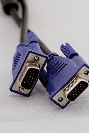black VGA monitor Cable with blue Connector on white