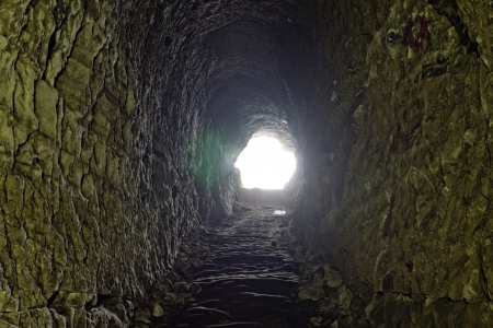 cave in the rock, towards the white light as exitの写真素材