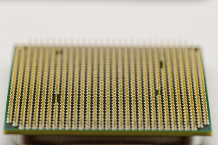 copper CPU pins closeup image (processor pin)