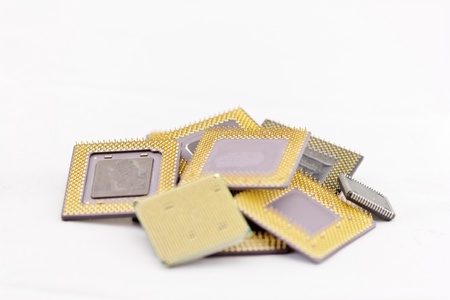 close up of many different cpu processors の写真素材