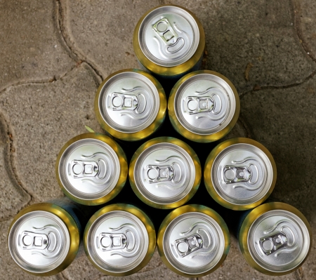 Much of drinking cans close upの写真素材