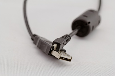 black usb cable on white background (a, micro)の写真素材