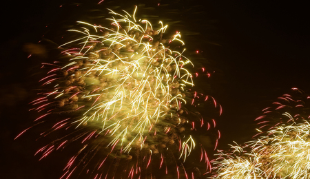 beauty colorful Fireworks Against a Black Skyの写真素材