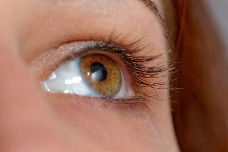 beautiful woman wearing makeup for eyes with eyelinerの写真素材