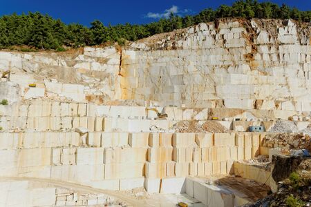 Detail of huge Thassos white marble quarry (mine) with grabberの写真素材