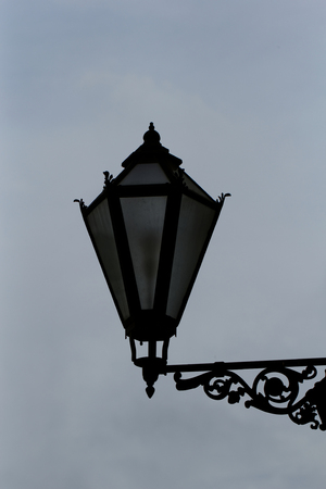 antique black lantern isolatedの写真素材