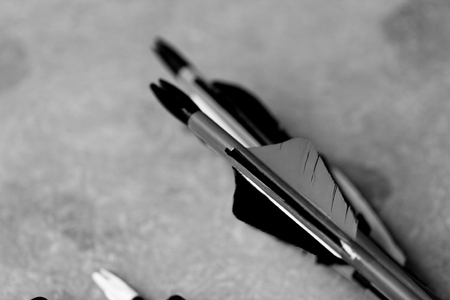 many new modern feathered end of arrows bwの写真素材