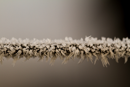 wire fence texture with hoarfrost overlayの写真素材