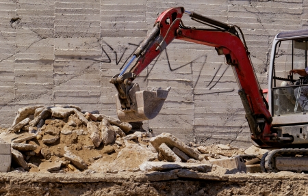 the excavator working on a construction siteの写真素材