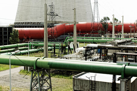 industrial pipes in a electricity power plantの写真素材