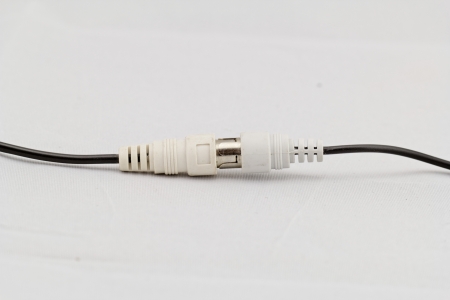 correct conection between left - right audio RCA cable on a white background (red white)の写真素材