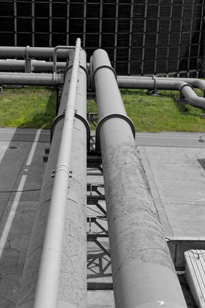 industrial pipes in a electricity power plantの写真素材