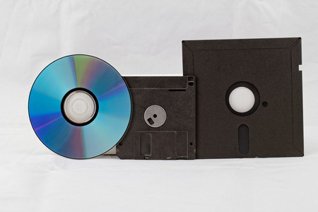 Old Fashion Floppy Disc and Compact Disc ( DVD, CD, CD-RW, DVD-RW )の写真素材