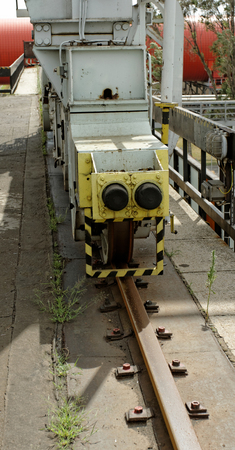 railroad rolling heavy stand (industrial details close up)の写真素材