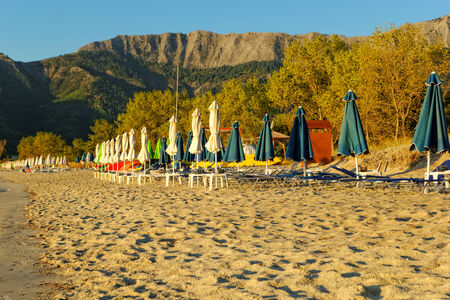 Photo of the golden beach in Thassos Panagia - Greeceの写真素材