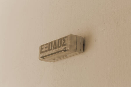 Photo of an exodus sign on the wallの写真素材