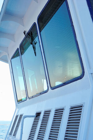 Photo of a blue ferry bridge frontの写真素材