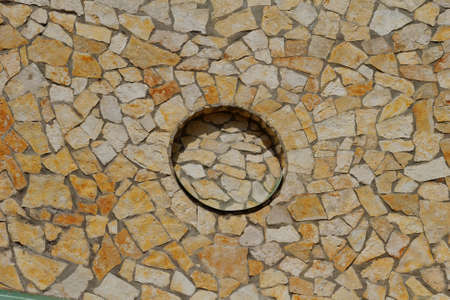 Close up photo of orange paving in the gardenの写真素材
