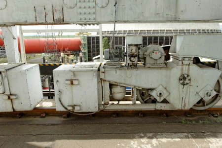 railroad rolling heavy stand (industrial details close up)のeditorial素材
