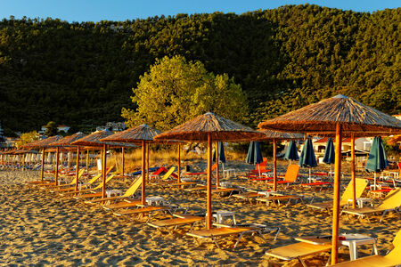 Photo of the golden beach in Thassos Panagia - Greeceの写真素材