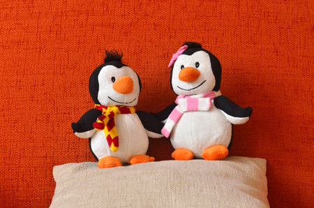 Our Penguins on the Pillowの写真素材