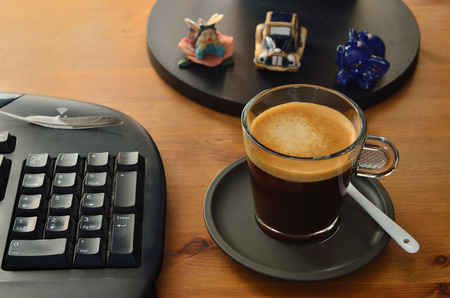 Coffee at the PCの写真素材