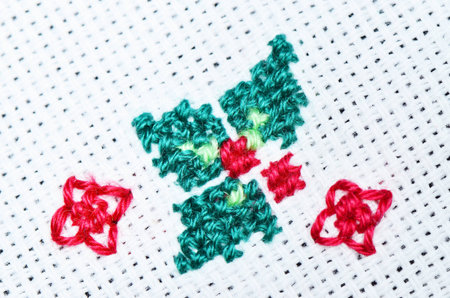 Christmas colorful embroidery - abstract on the white backgroundの写真素材