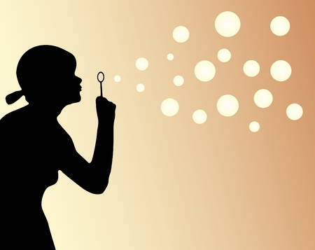 Girl and bubbles のイラスト素材