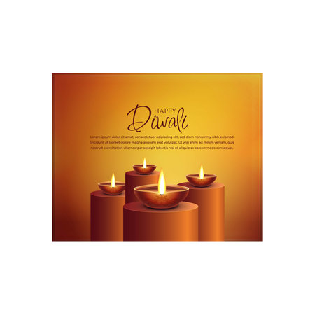 happy diwali festival background with Oil Lamps for  social media cover, banner, greeting card. vector templateのイラスト素材