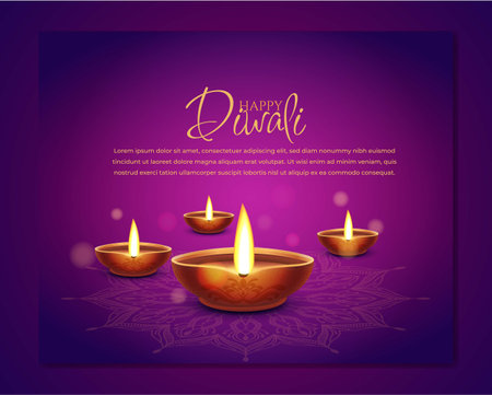 happy diwali festival background with Oil Lamps for  social media cover, banner, greeting card. vector templateのイラスト素材