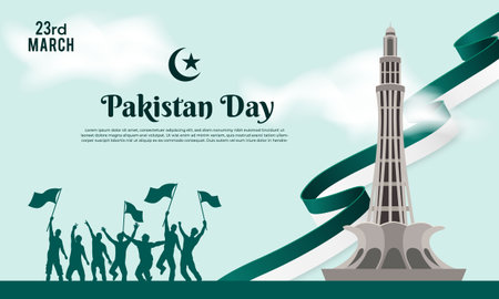 Happy pakistan day March 23 background for greeting card, poster and banner vector illustrationのイラスト素材