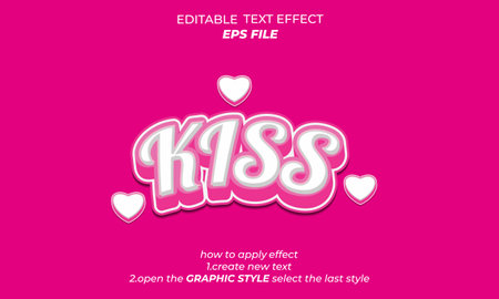 kiss text effect, font editable, typography, 3d textのイラスト素材
