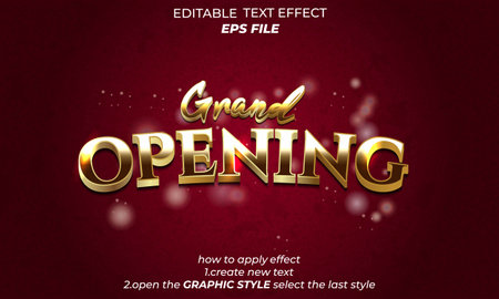 grand opening text effect, font editable, typography, 3d textのイラスト素材