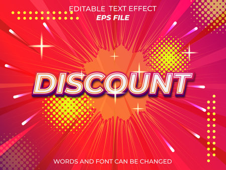 discount text effect, font editable, typography, 3d text. vector templateのイラスト素材