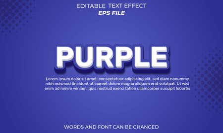 purple text effect, font editable, typography, 3d text. vector templateのイラスト素材